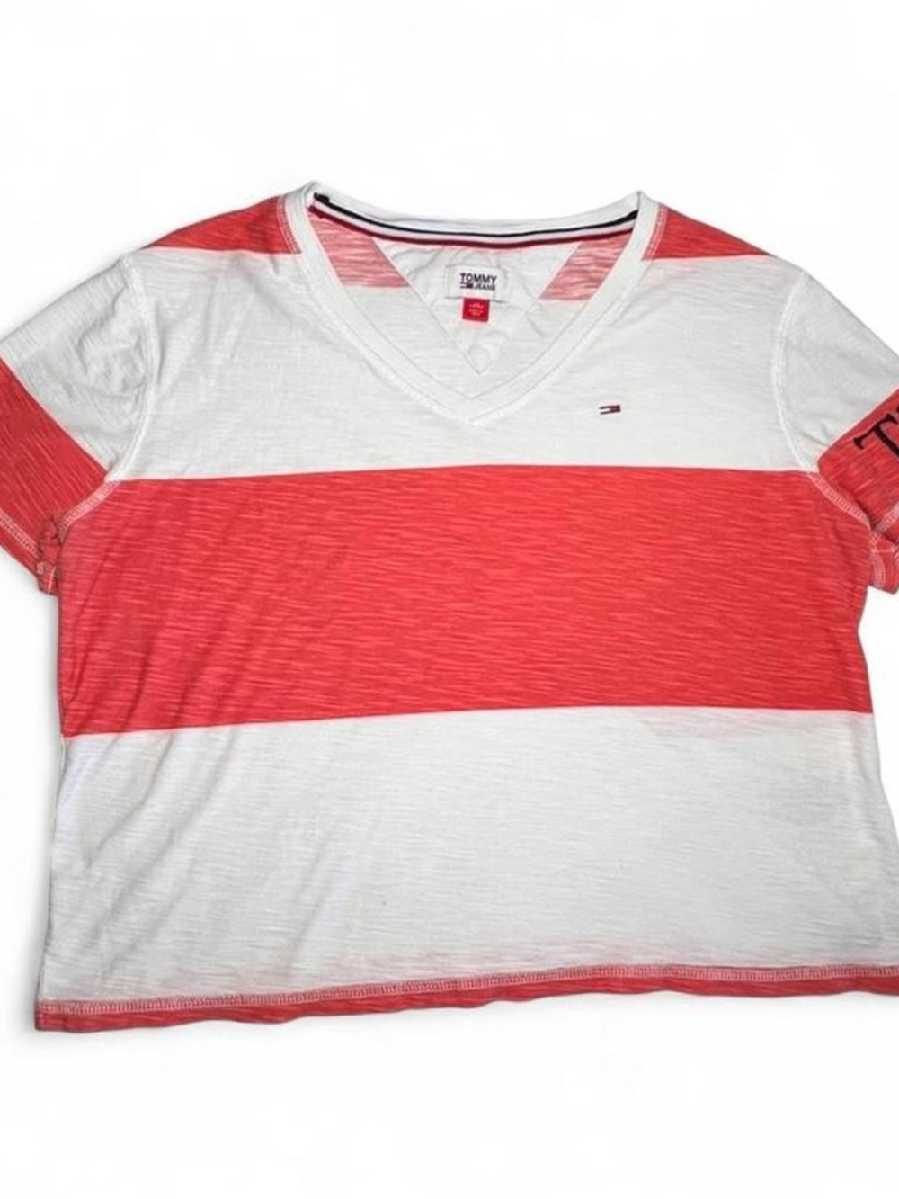 Tommy Hilfiger White Tee with Red Accent Stripes